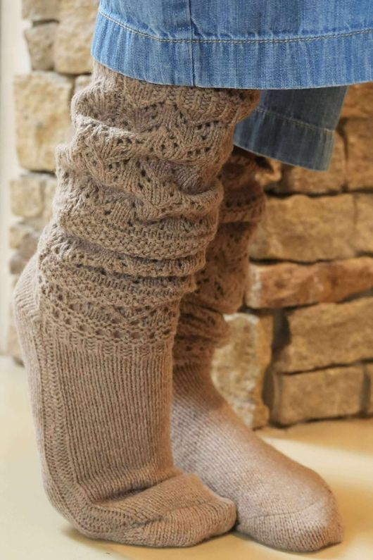 Pointelle Knit Slouch Socks Camel /30=